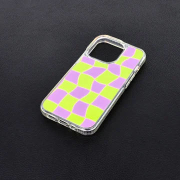 IML Printed Irregular Plaid Pattern iPhone 14 Plus Cases