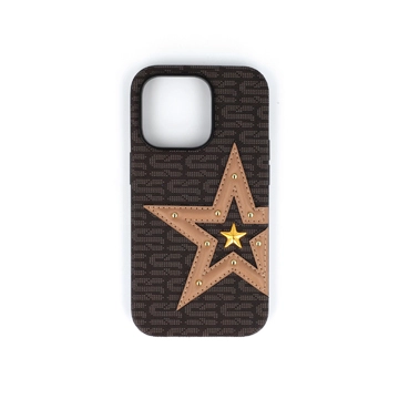 Brown Pentagram Riveted PU Leather Phone Case