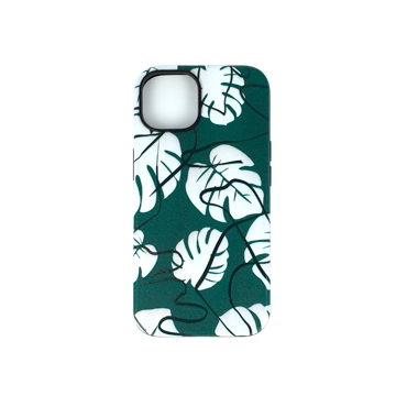 Green Turtleback Leaf Printed Leather Phone Case