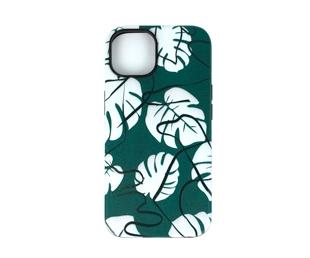Green Turtleback Leaf Printed Leather Phone Case