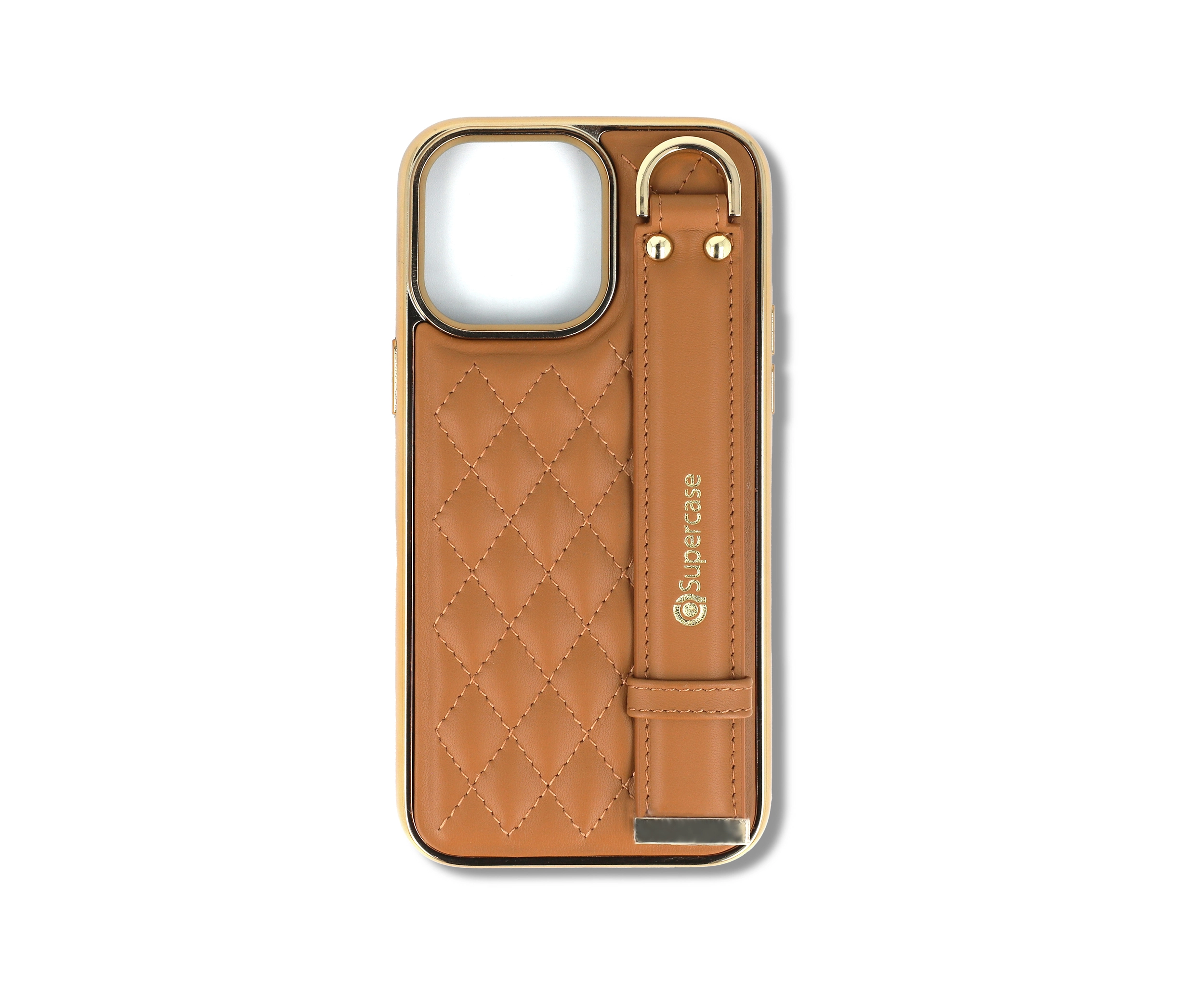 Orange Textured Stitched Phone Case with Handle