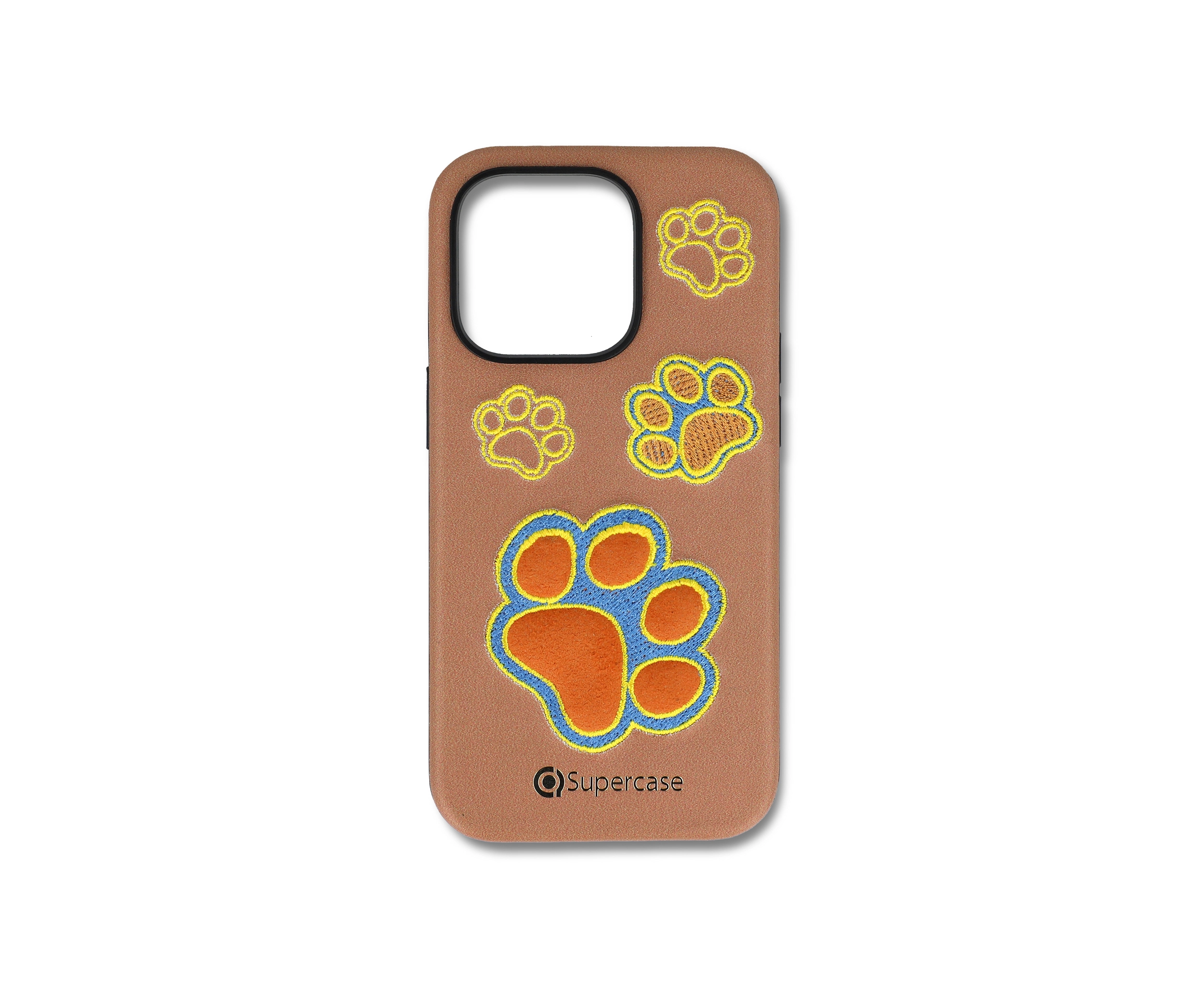 Orange Pawfect Bulge Leather Phone Case