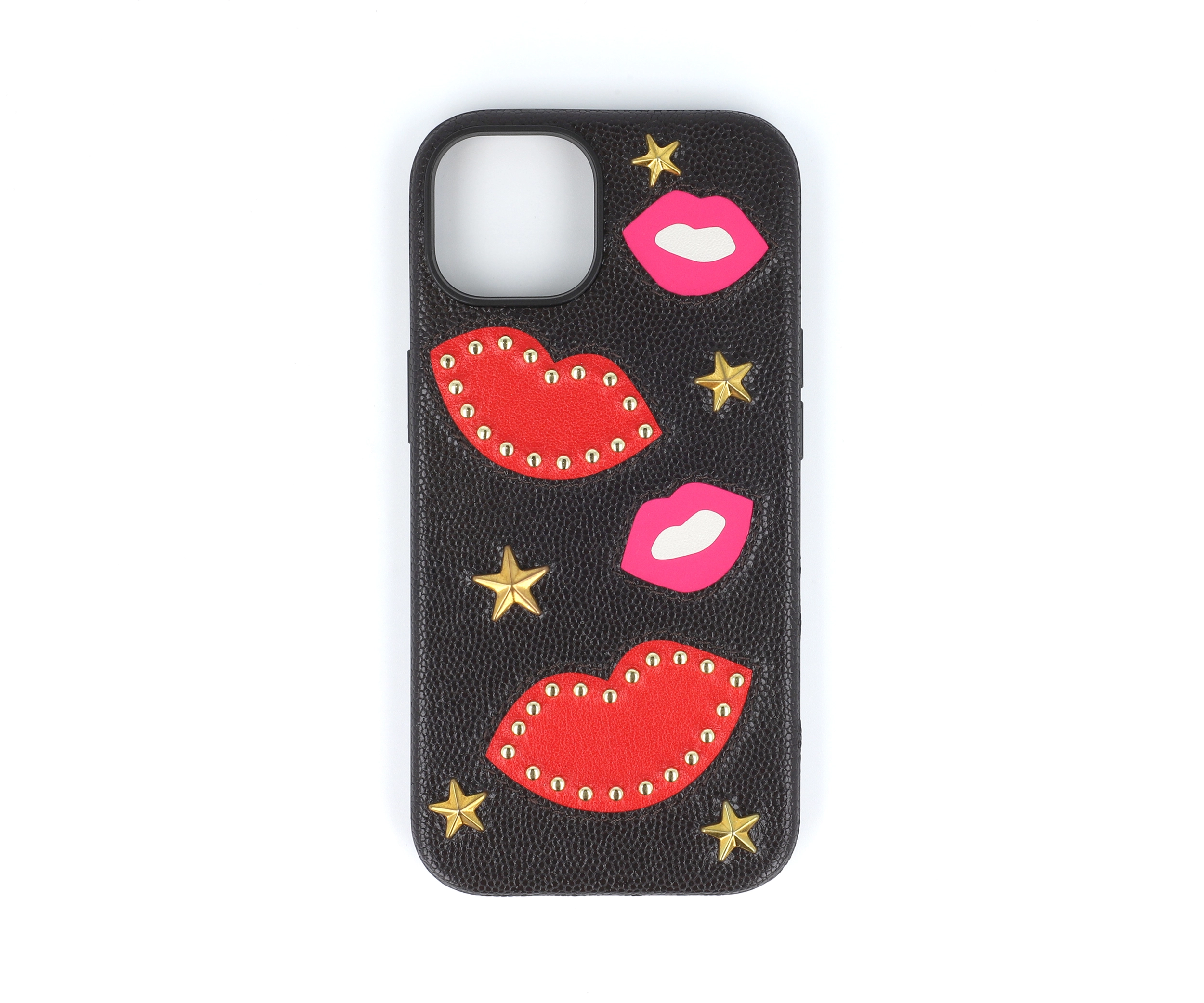Red Lips Rivet Leather Phone Case