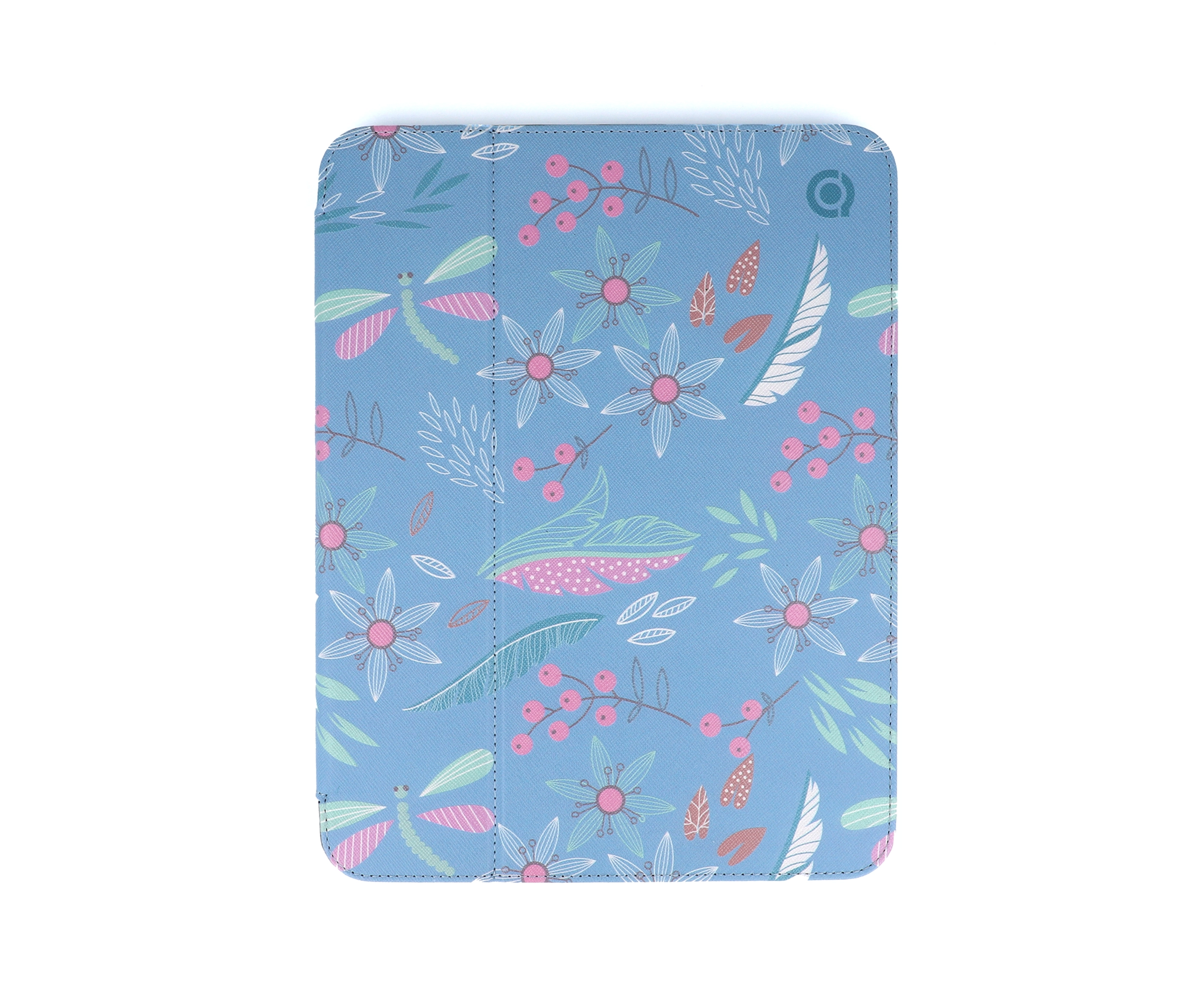 Blue Floral PU Leather Tablet Folio