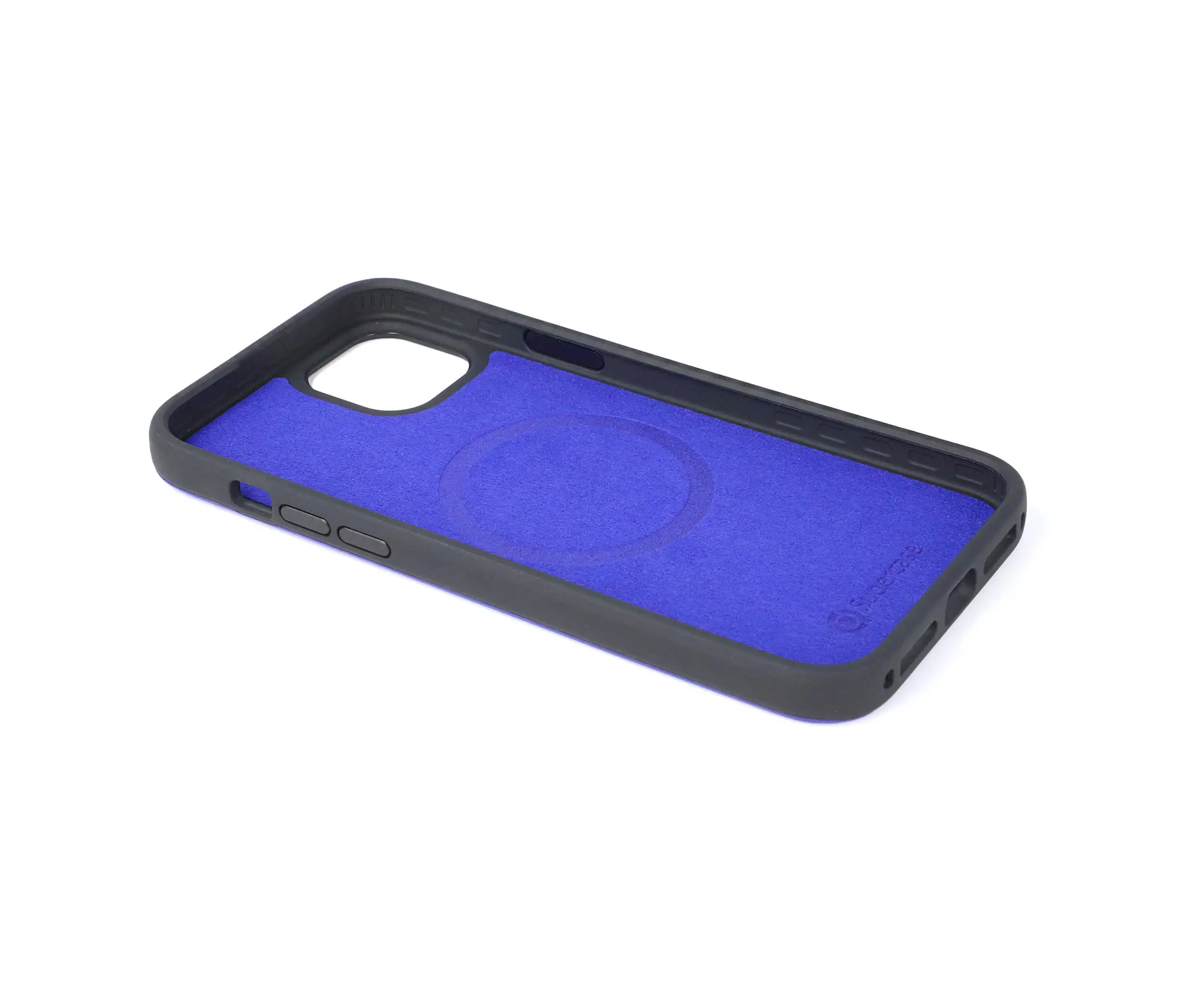 blue leather iphone 15 plus case